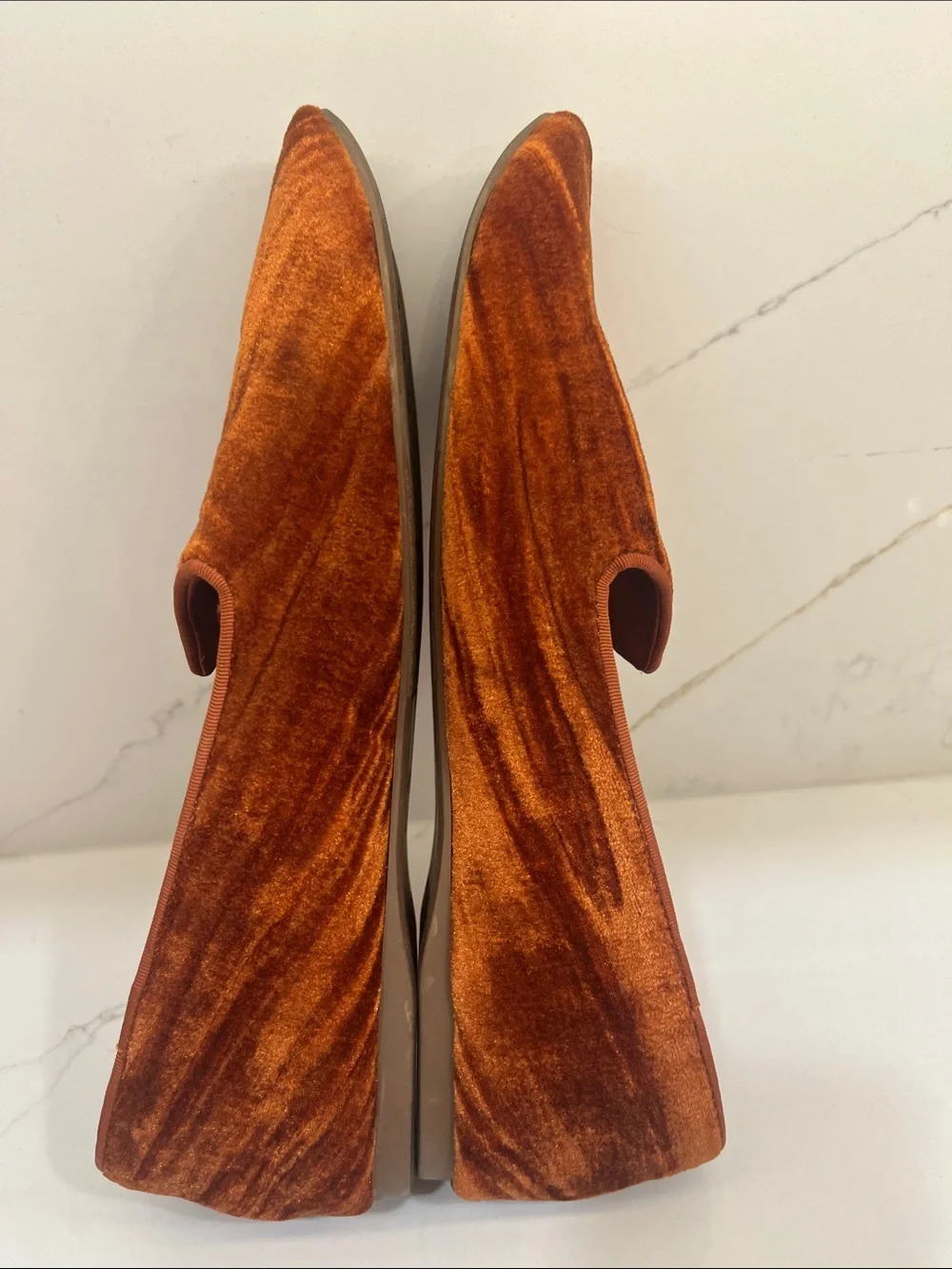 Birdies Rust Orange Velvet Smoking Loafers – Size 8.5